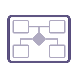 Icon: A sheet of paper in landscape orientation with boxes and diamonds connected by lines like a flowchart.